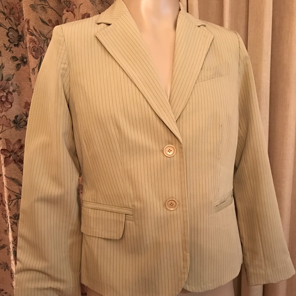 Kenneth Cole Reaction Pin Strip Beige Blazer