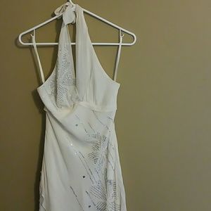 Bcbgmaxazria white dress with beading