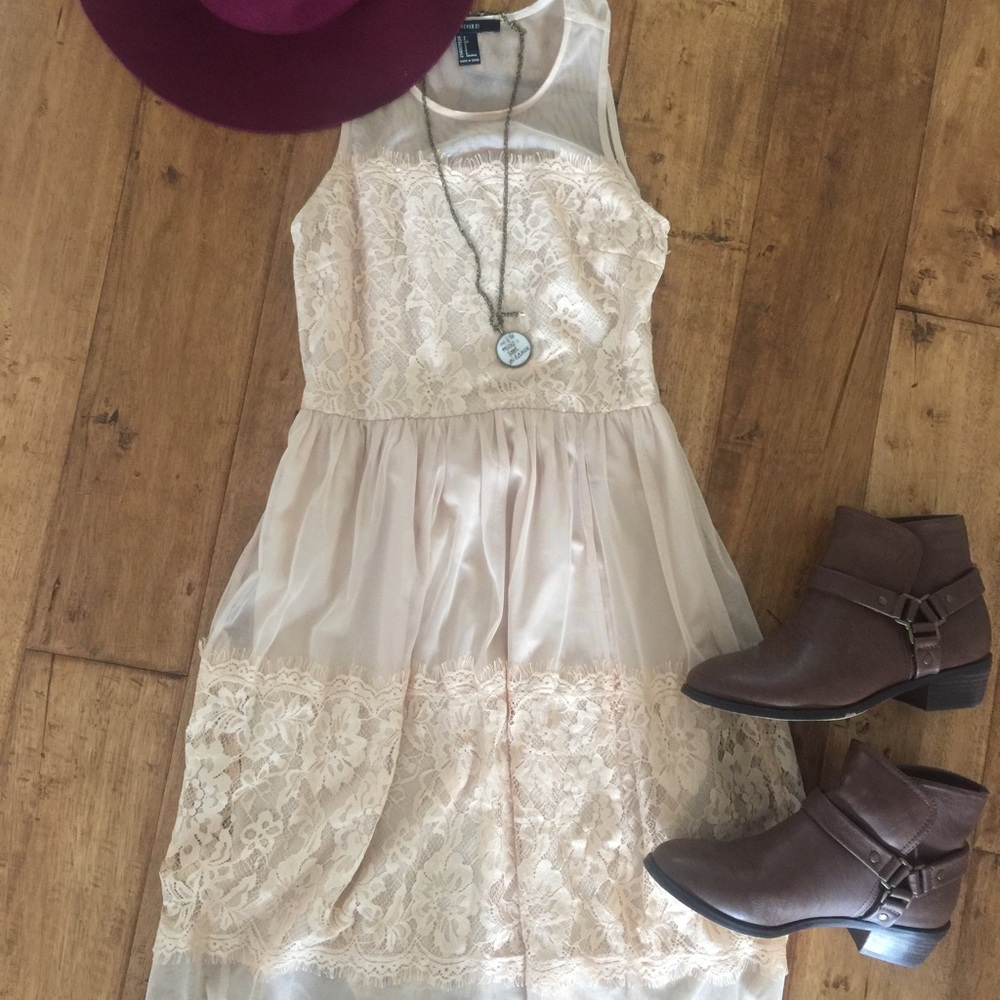 NWOT Forever 21 boho lace mesh dress S