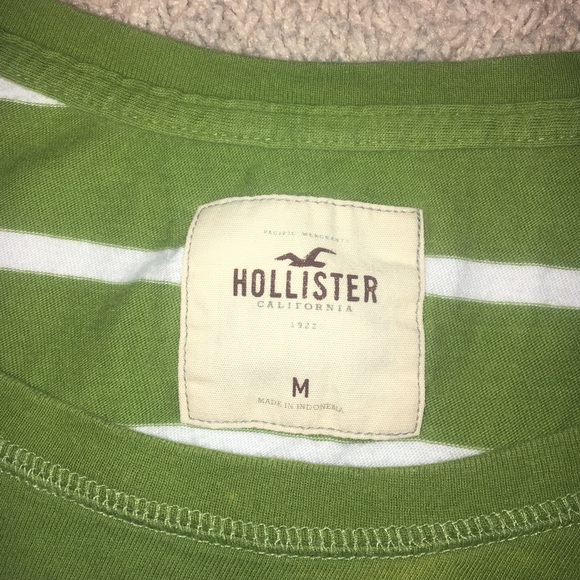 Green and White Striped Hollister 3/4 Sleeve - Picture 3 of 3