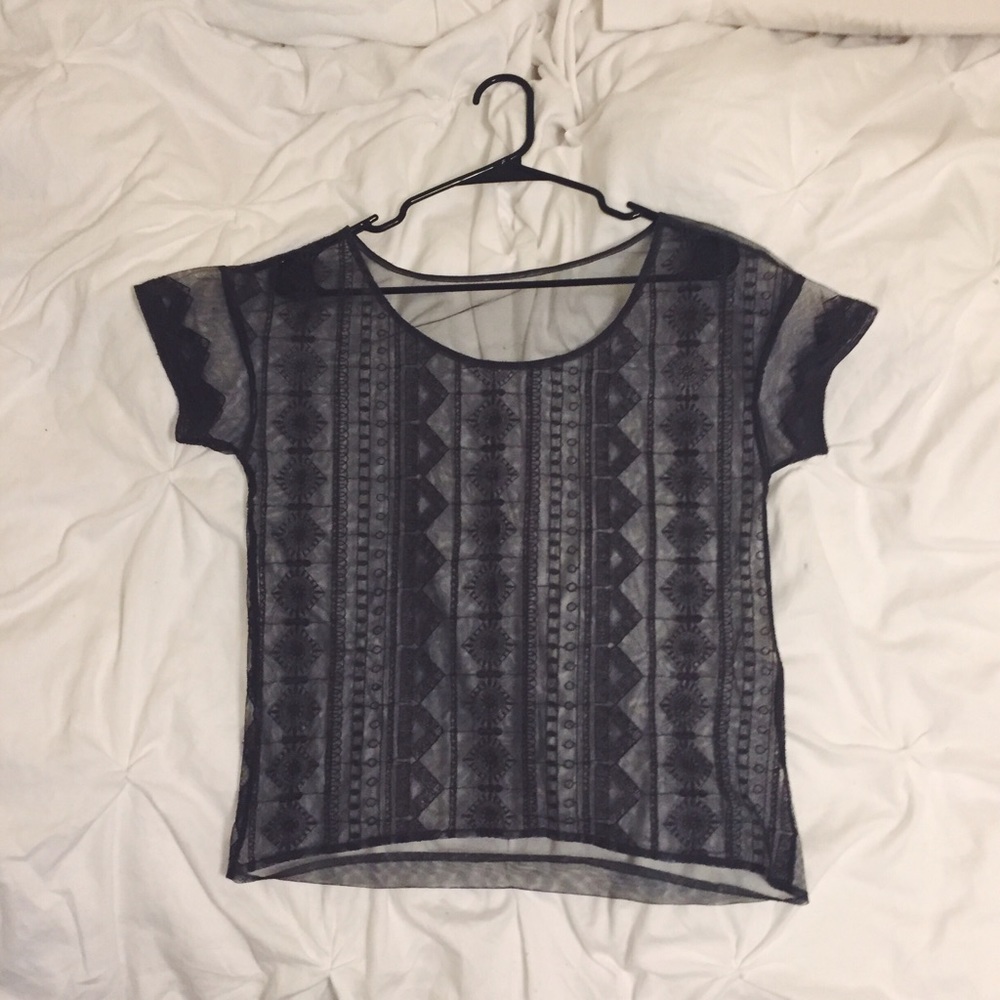 Embroidered sheer AE top