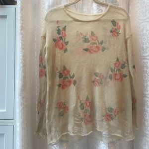 GRUNGE FLORAL SWEATER CREAM