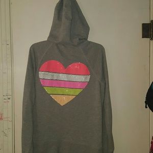 Grey hooded zip-up jacket