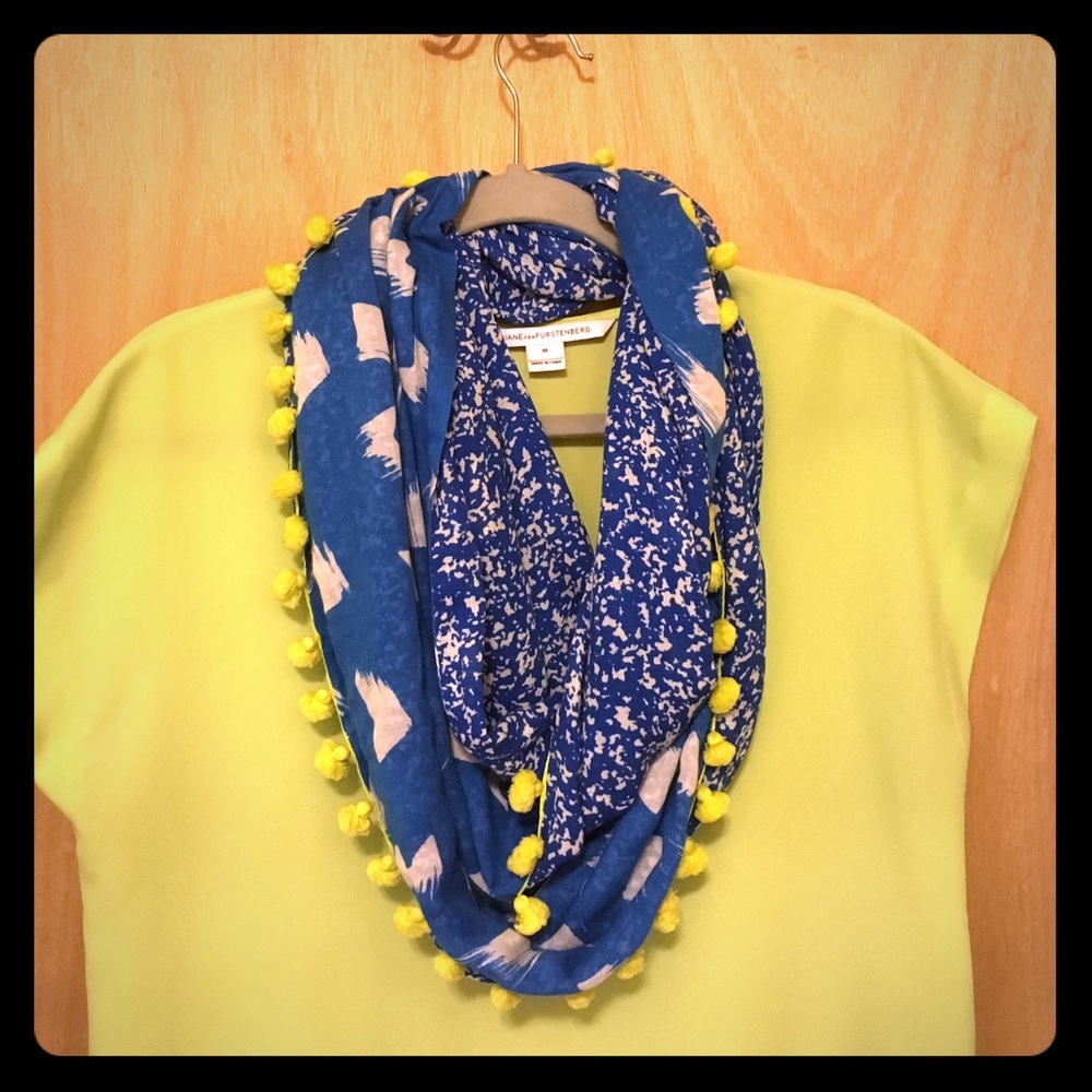 Diane von Furstenberg Pom Pom circle scarf