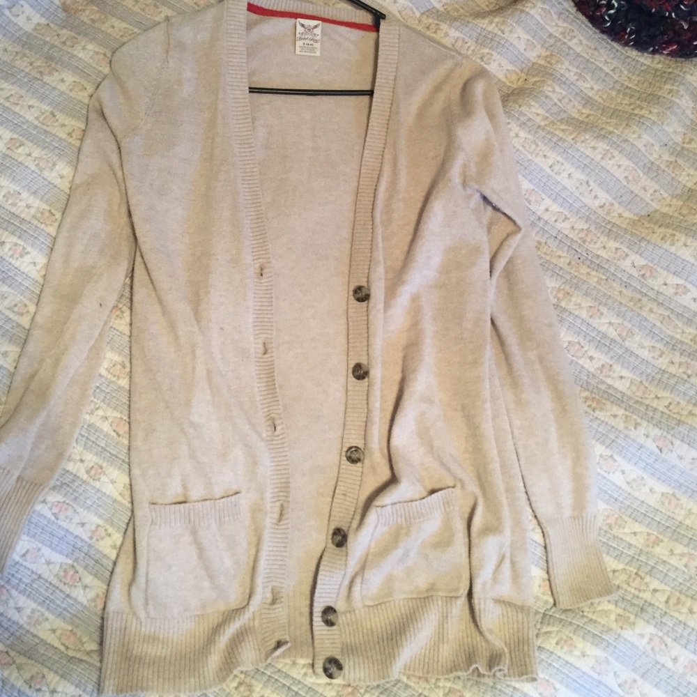 Button down tan sweater