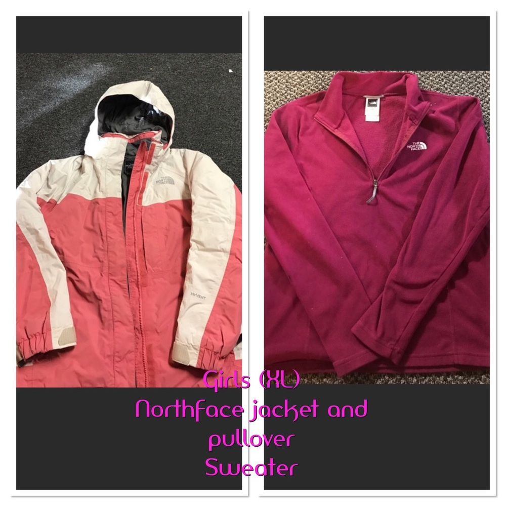 Bundle of northface (girls) jacket and pullover