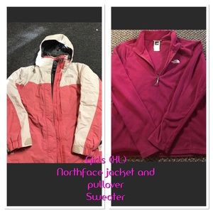 Bundle of northface (girls) jacket and pullover