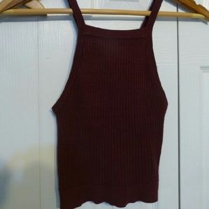 Maroon high neck cropped tank top