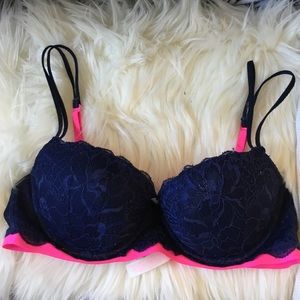 VS PINK navy blue lace push-up