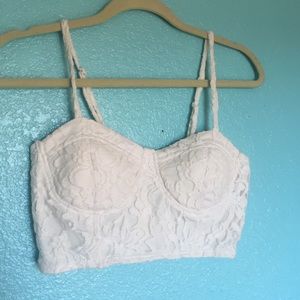 White Lace Bustier Crop Top, Forever 21