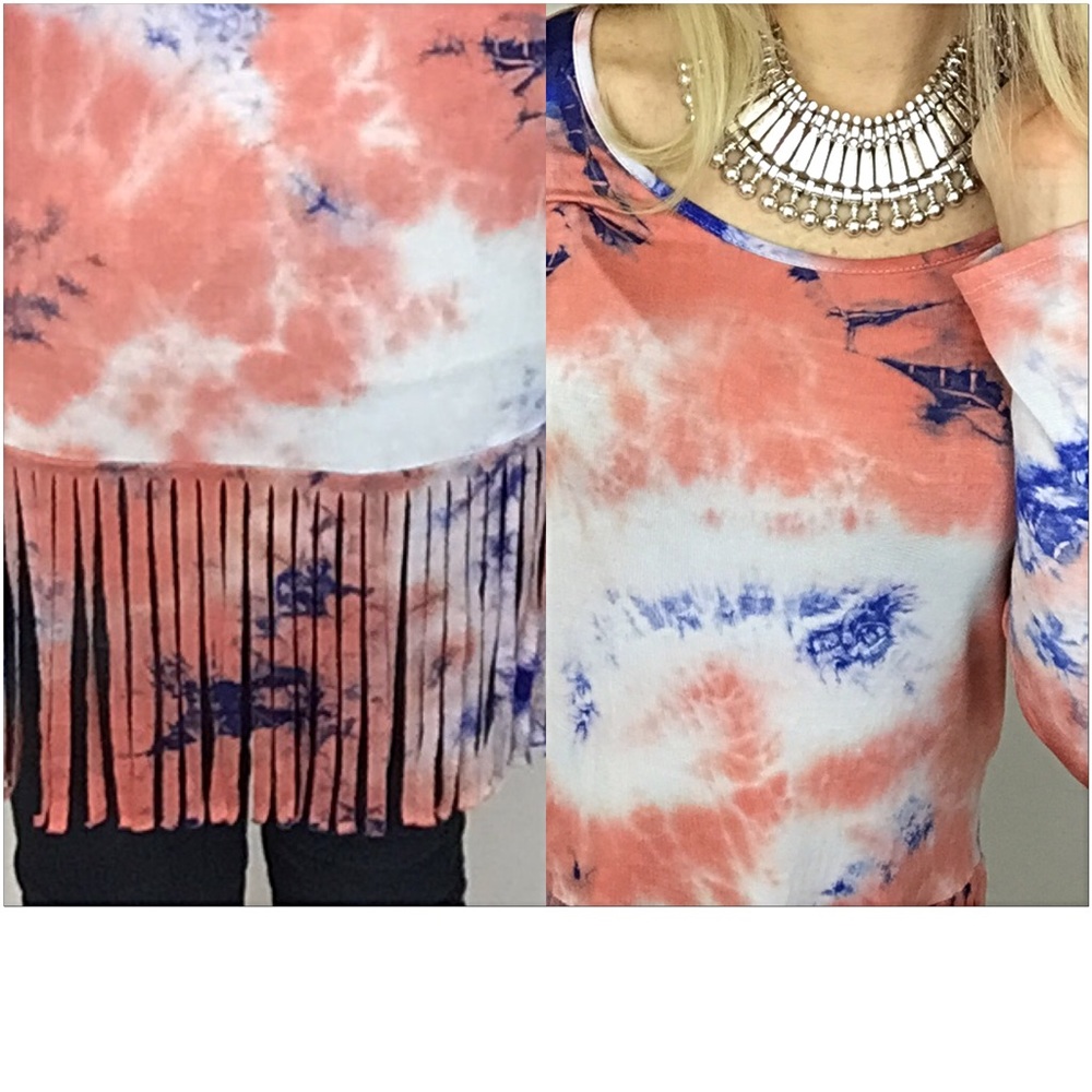 Funky Fringe Tie Dye Tunic LOVE ❤️ Top ML sold - Picture 4 of 4