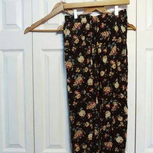 High waisted floral joggers