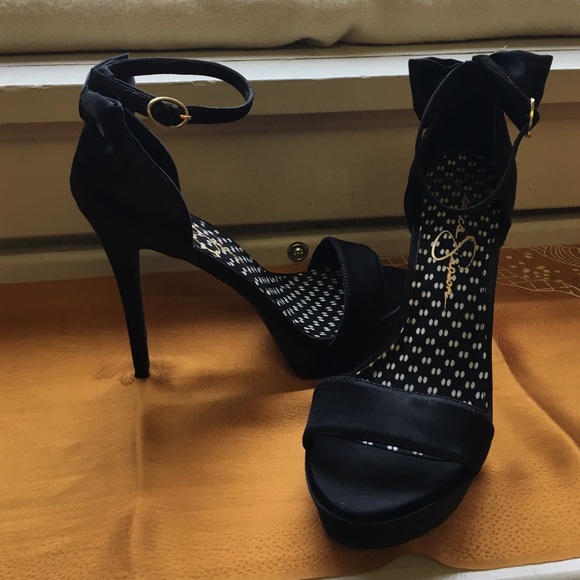 Jessica Simpson Shoes - Jessica Simpson Bowie Black Satin Heels