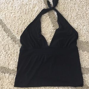 Wet seal.  Black backless halter.