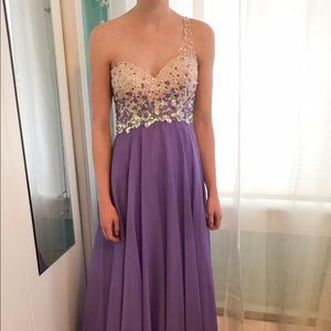 Blush purple one shoulder prom dress