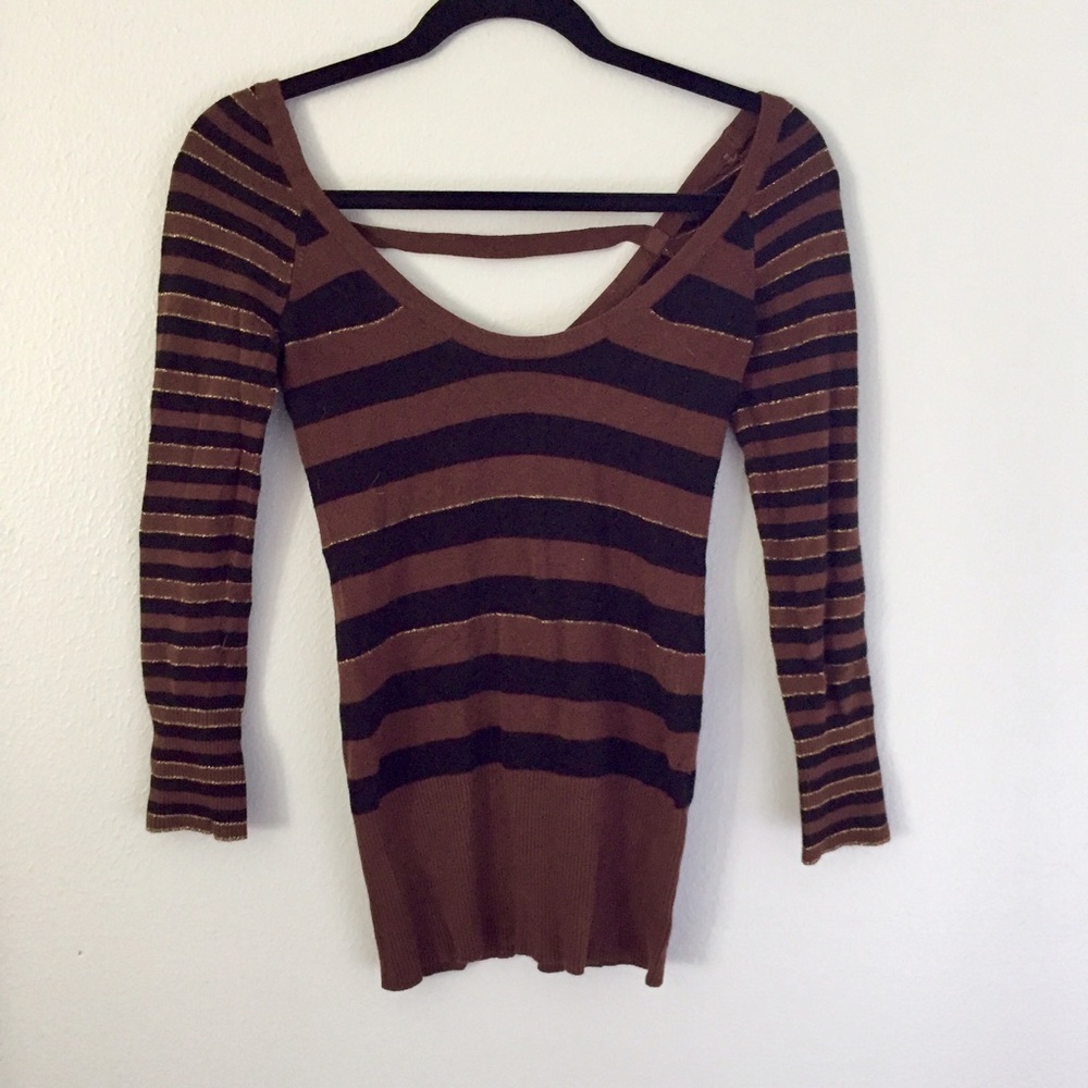 Off the Shoulder Stretchy Striped Sweater