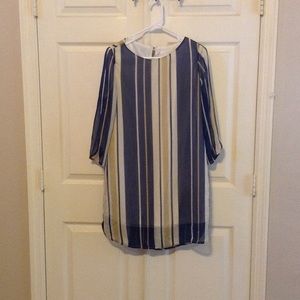 3/4 Sleeve striped sheath midi-dress