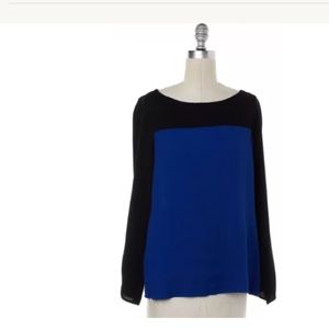 Joie Small Black/Blue Colorblock Blouse