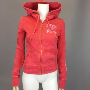 PINK Victoria's Secret Zip Front Pink Hoodie S