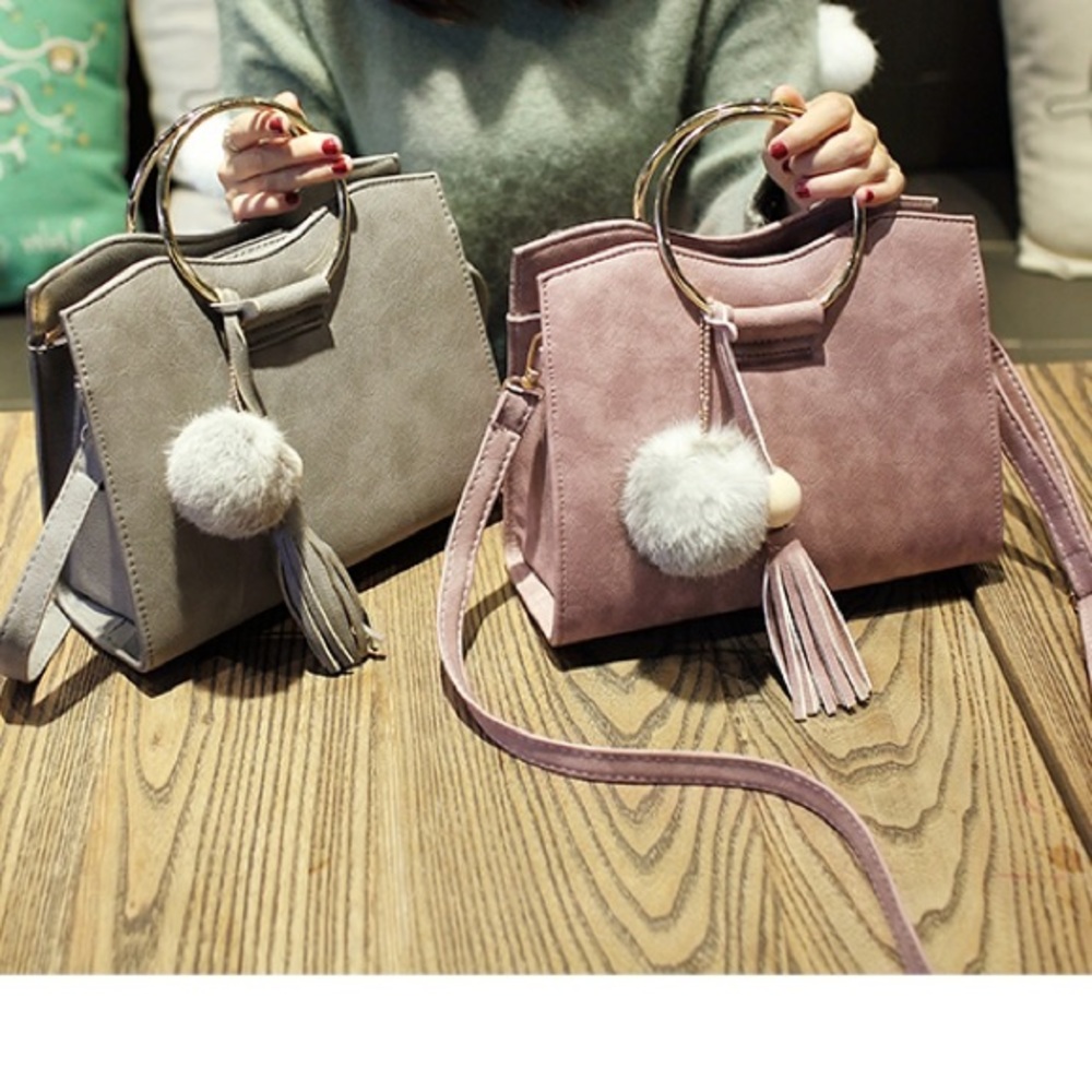 💕New💕 Suede chic pompom handbag 👜✨ - Picture 3 of 3