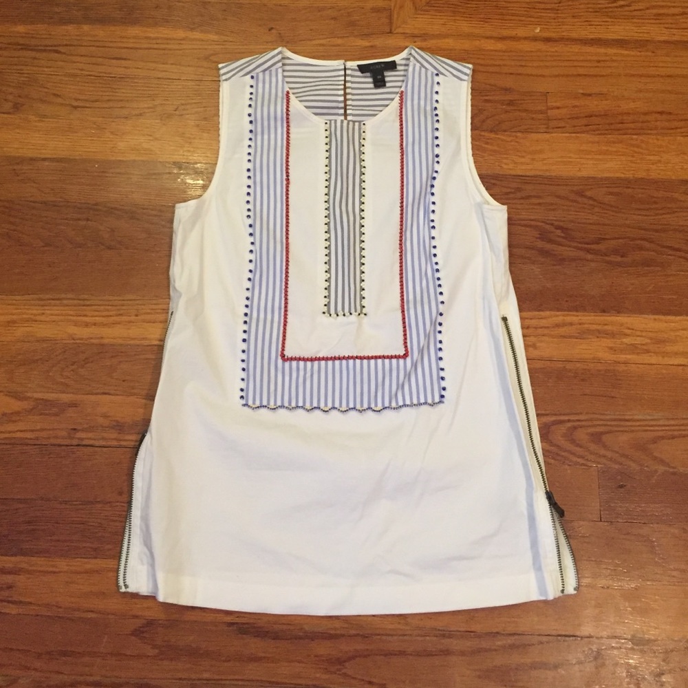 J.Crew Sleeveless Beaded Zip Top