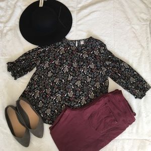 White bunny Floral blouse