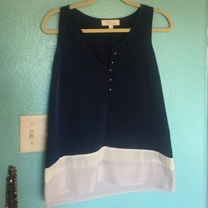 Olive and Oak Navy/Lavender/Cream Button Tank, XS