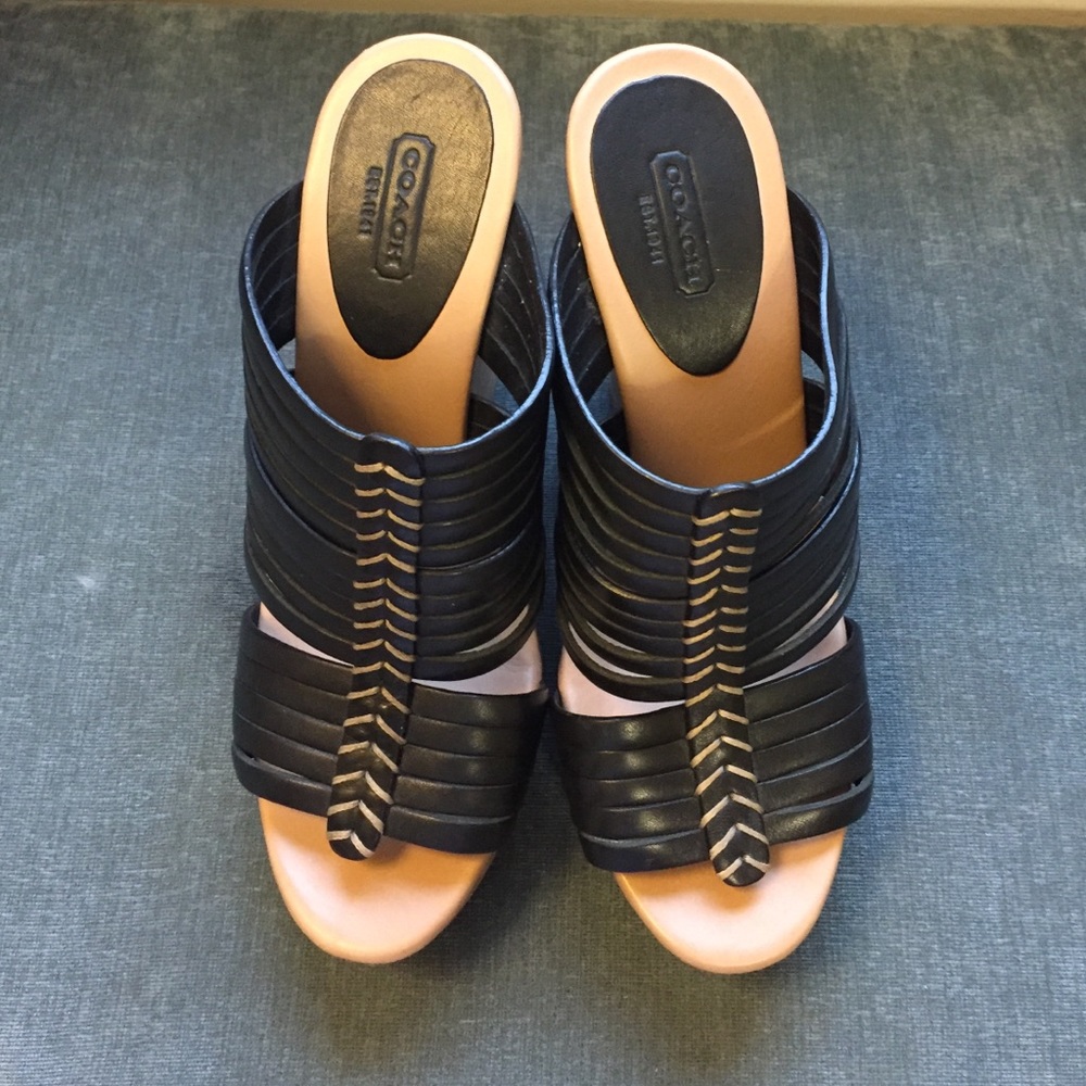 Coach Bristol Wedges, Black Leather