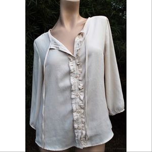 Beige Ruffle Blouse
