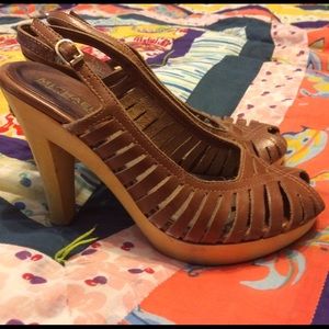 Sling back wood heels