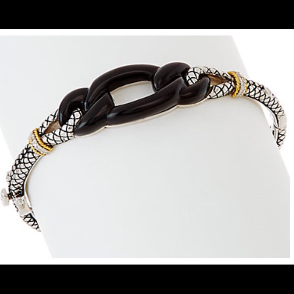 *SOLD* Andrea Candela silver Diamond Onyx bracelet