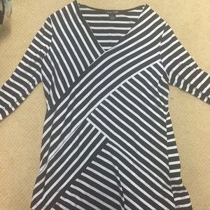 Womens Rxb XL V Neck black white striped shirt top