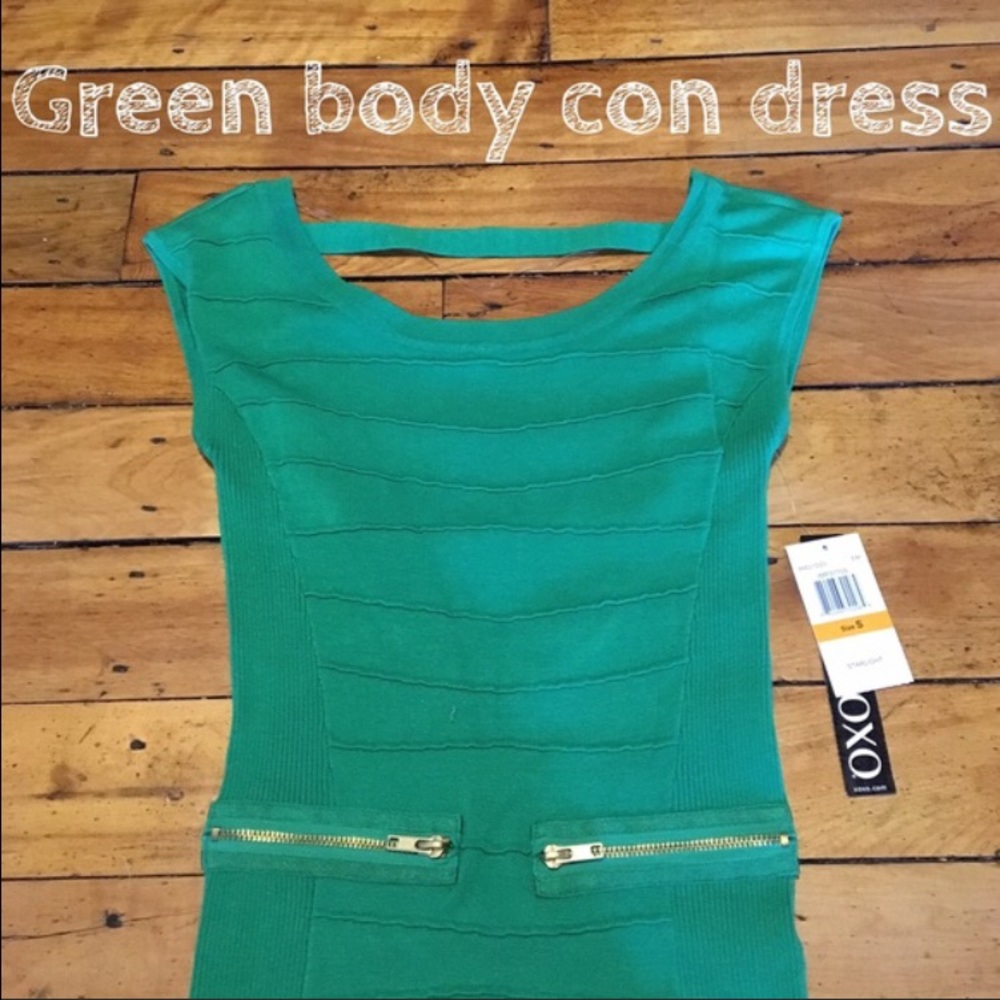 Green body con dress
