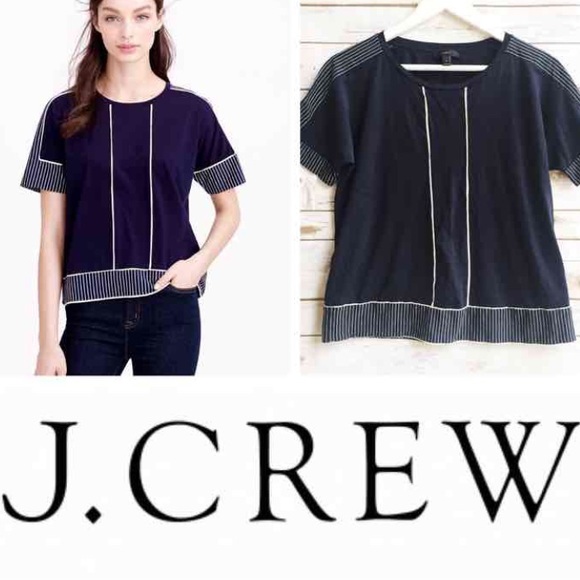 J. Crew Tops - J.CREW Mixed Print Navy White T-Shirt