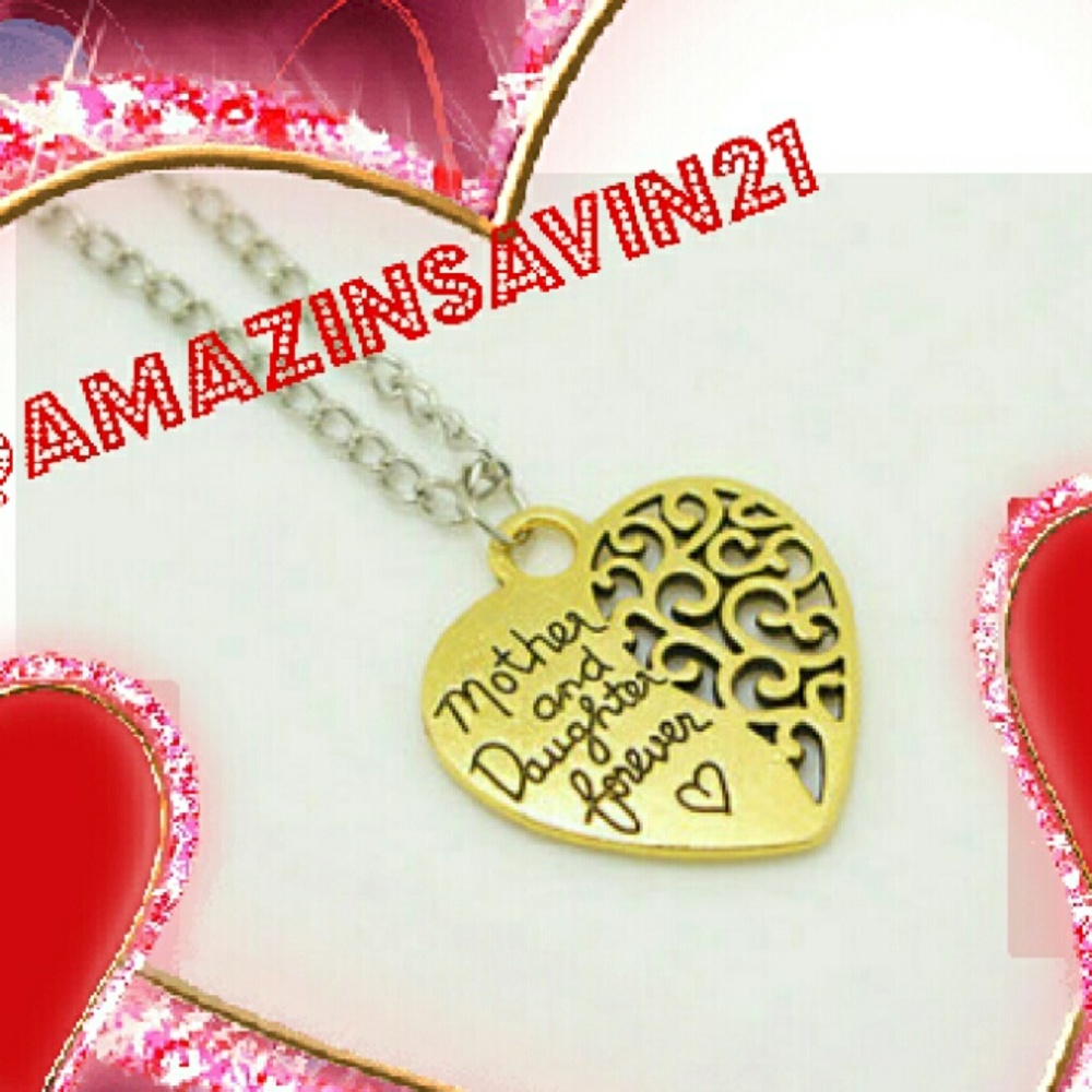 Sold!New!Mother Daughter Engraved Heart Necklace!