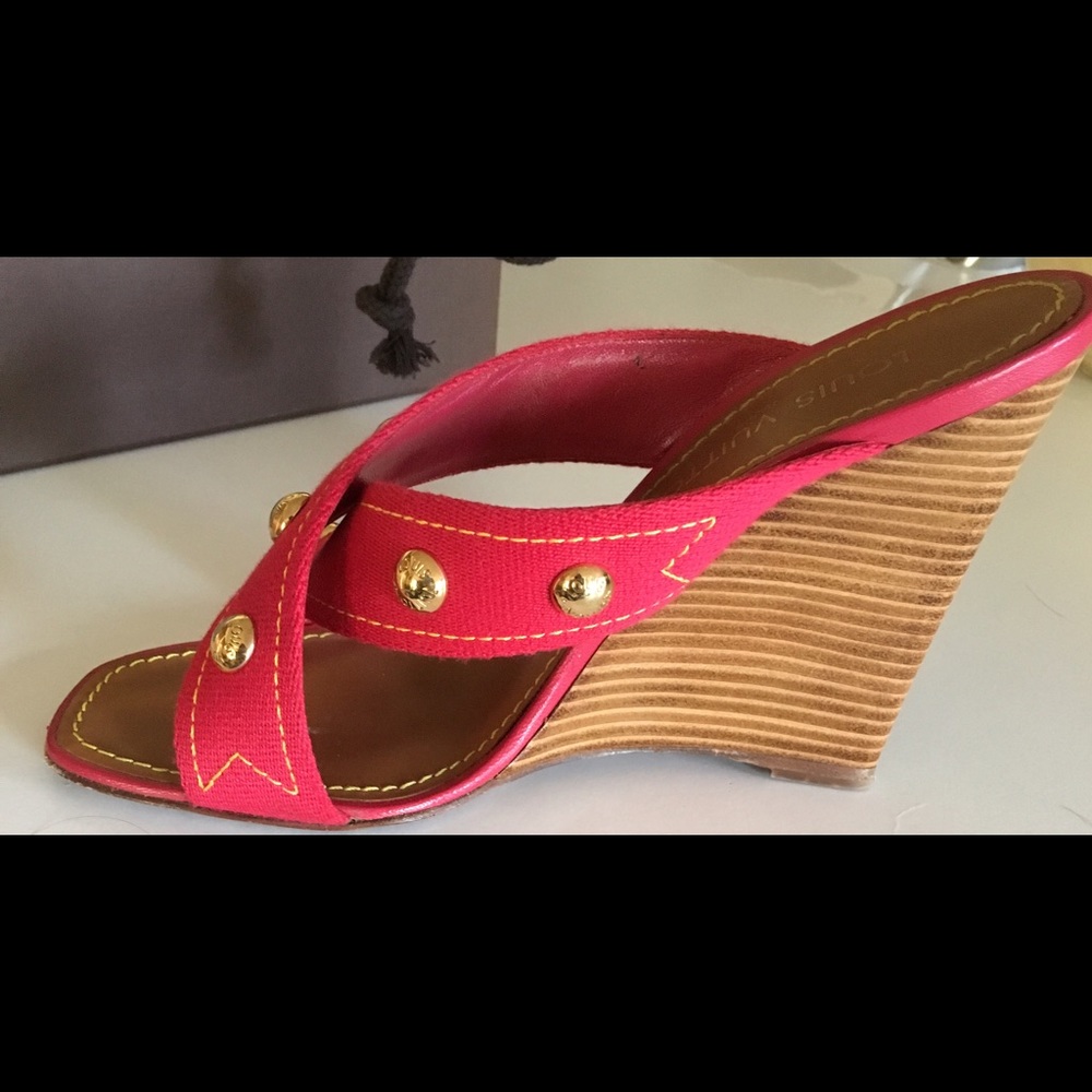 Red Louis Vuitton wedges