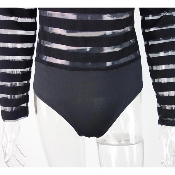 FEW LEFT! Sheer sexy striped bodysuit - Picture 5 of 6