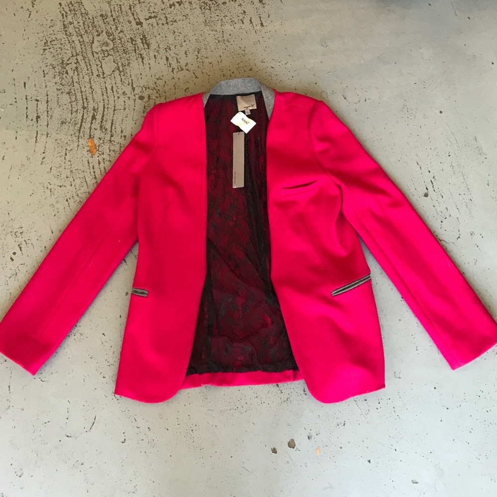 Lace detail long blazer