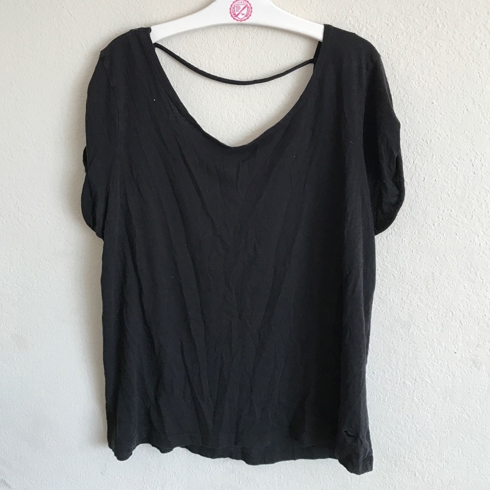 Victoria's Secret PINK | Cut-Out Black Back Tshirt
