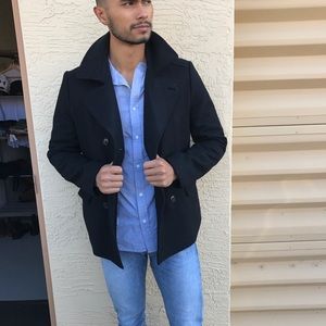 Black Double Breasted Peacoat