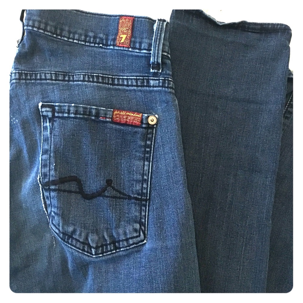 7 For All Man Kind, High Waist, Straight Leg Jeans