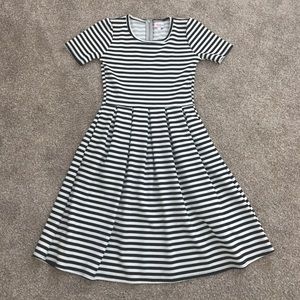 Lularoe Amelia in White and Black Stripes