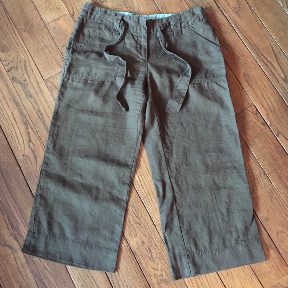 Old navy olive linen tie pants