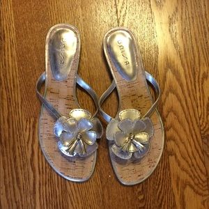 Metallic flower sandals
