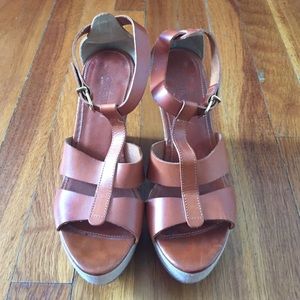 J Crew Brown Leather Wedges - Size 7