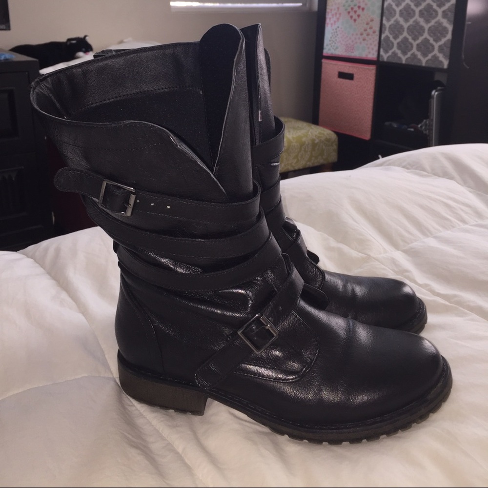 Black Steve Madden Combat Boots