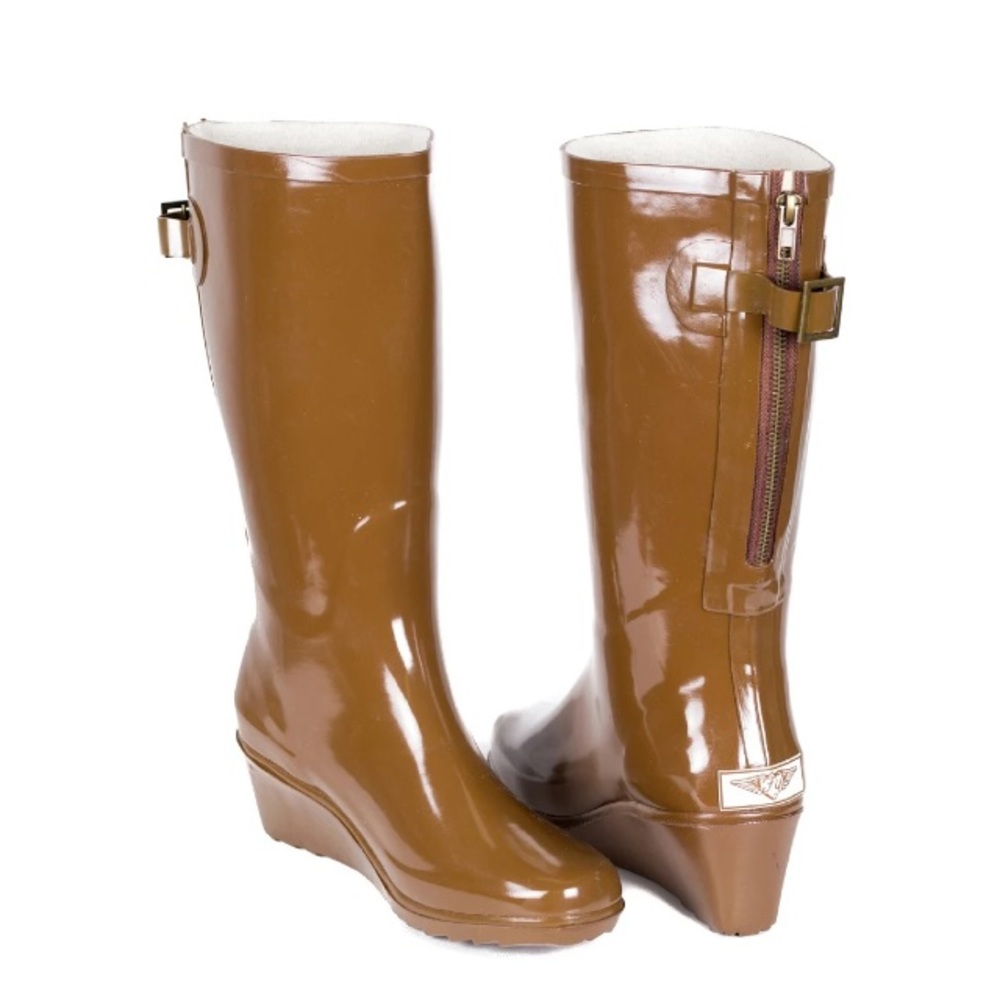Women Chocolate Rubber Rainboots RB1810 - Picture 2 of 4