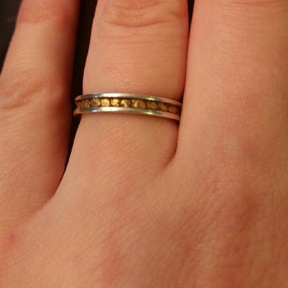 *SALE* Gold nugget sterling silver ring