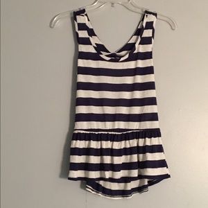 Delias blue and off white striped tank