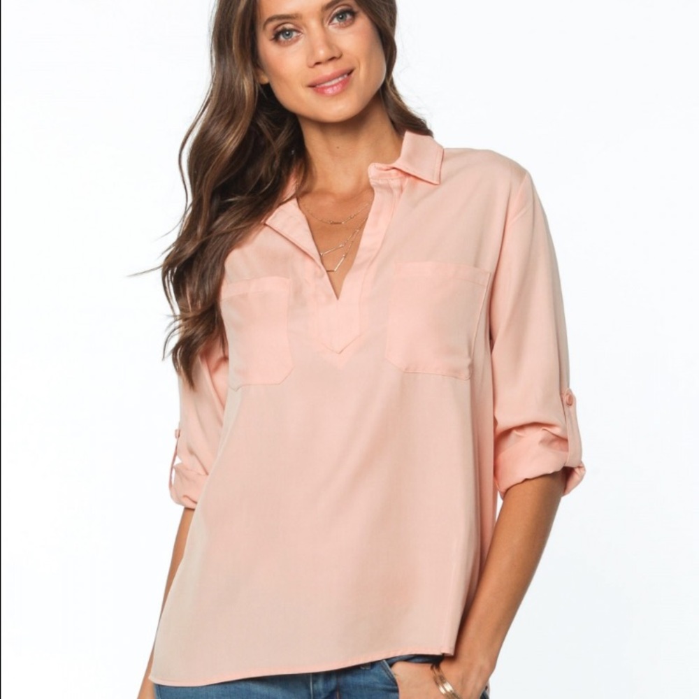 Peach V Neck Top